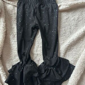 Black Ruffle Bottom Kids Leggings